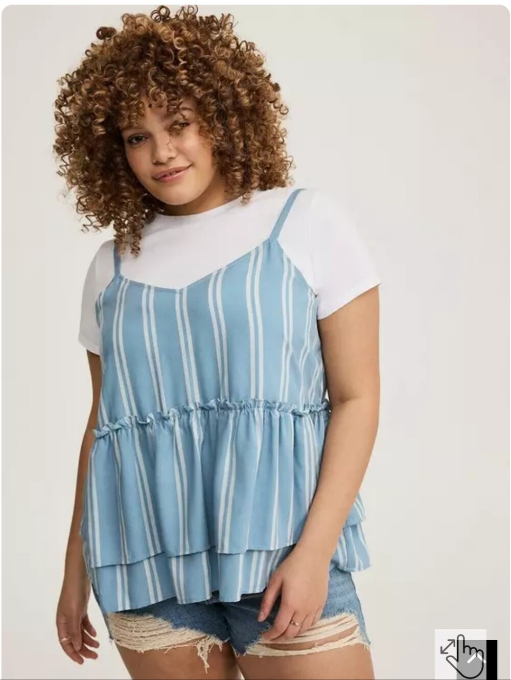 Light Blue Striped Tiered Cami Top